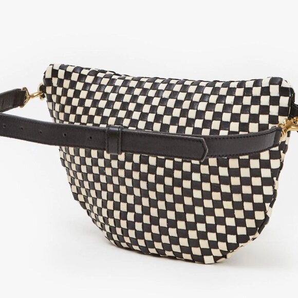 Clare V Grande Fanny Black and Cream Woven Checker - Picture 3 of 9